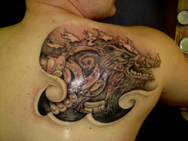 Black and Gray Boar Tattoo by Dmitry Pastukhov: TattooNOW