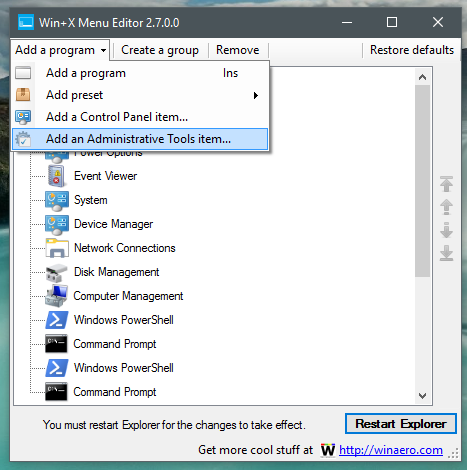 add administrative tools item 1