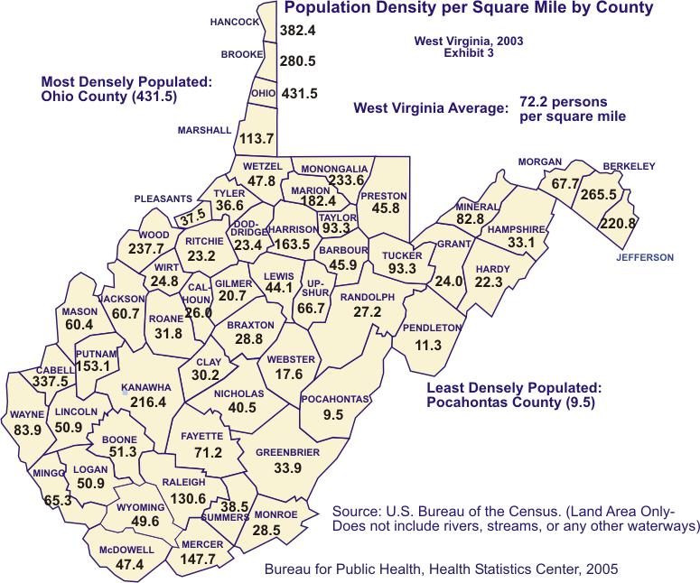 West Virginia Population Map