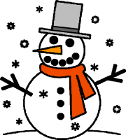 Snowman with carrot nose winter scene clipart picture.