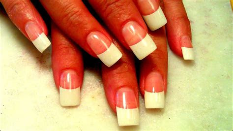 easy white tips acrylic nails tutorial youtube