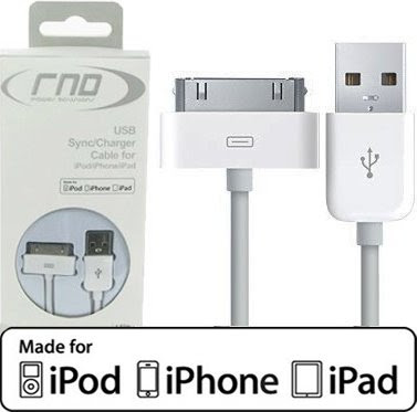 RND Power Solutions white long sync & charge (6ft) cable made for Apple (iPad / iPhone / iPod).