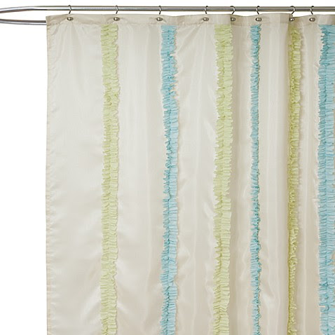 Bath > Shower > Shower Curtains > Aria Blue and Green Fabric Shower ...