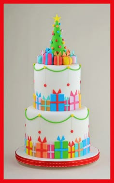 Christmas Parcel Cake - by Sandra Monger @ CakesDecor.com - cake decorating website
