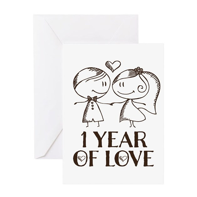 1st Anniversary couple line drawing Greeting Cards by 1st Anniversary couple line drawing Greeting Cards by