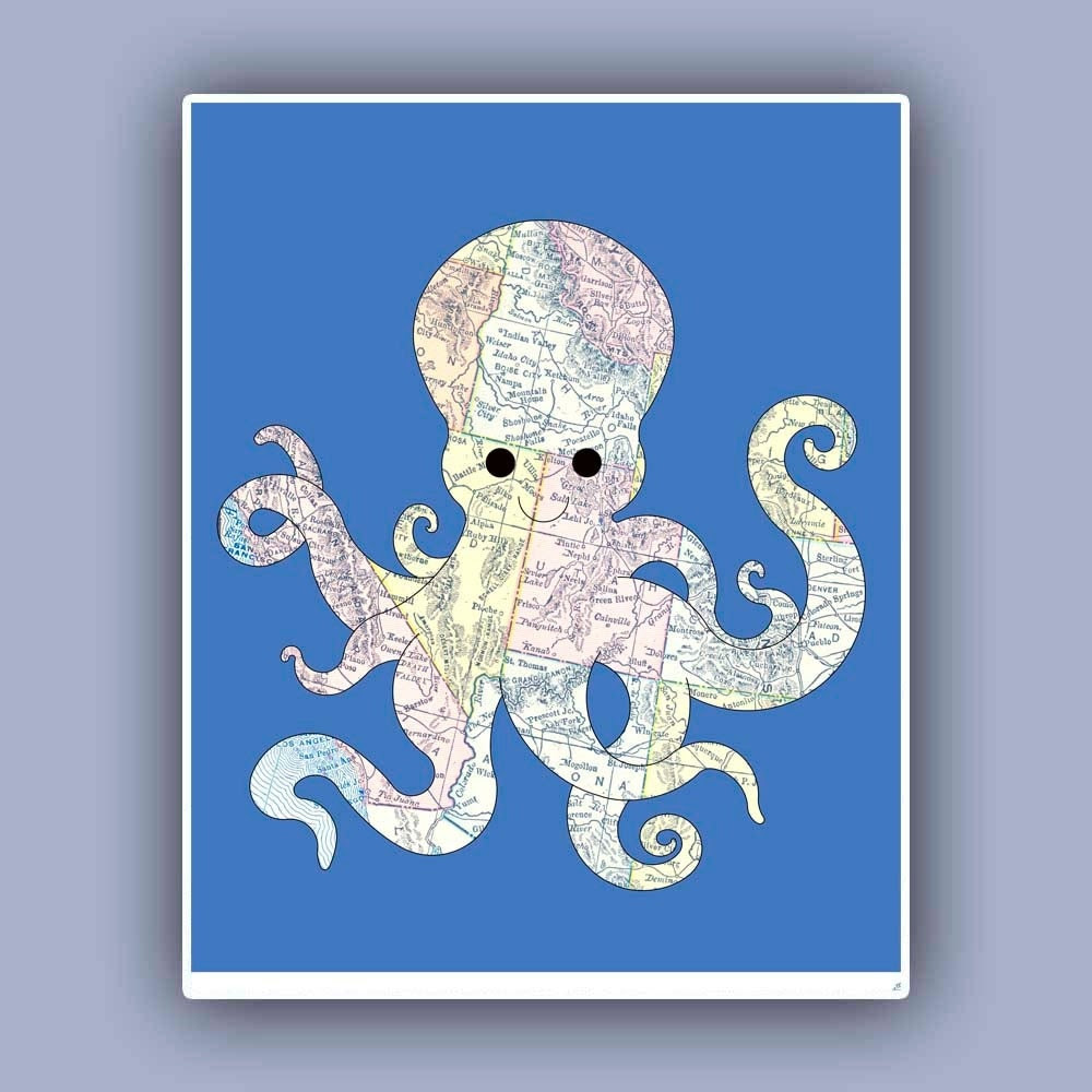 Nautical map Print Marine Wall Decor Nautical art by AlgaNet