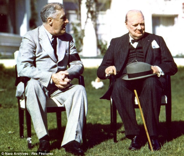 Accusations of fakery: Franklin D. Roosevelt, pictured with Winston Churchill At The Casablanca Conference In Morocco in January 1943, had made a throwaway remark about 'Churchill¿s dirty tricks in the USA'