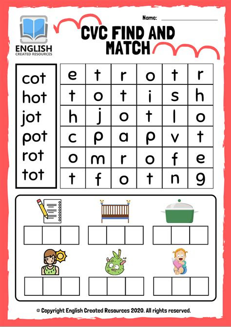 This lovely cvc worksheet is a great way to help your children work on their english, spelling, and grammar skills, matching the cvc words to real life . cvc words find and match worksheets english created resources