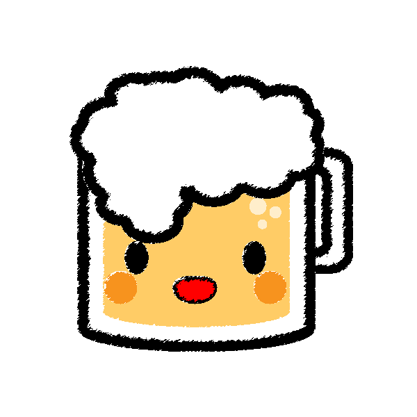 キャラクター風で笑顔のかわいいビールの無料イラスト 商用フリー オイデ43