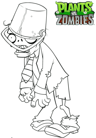 plants vs zombies buckethead zombie coloring page  free