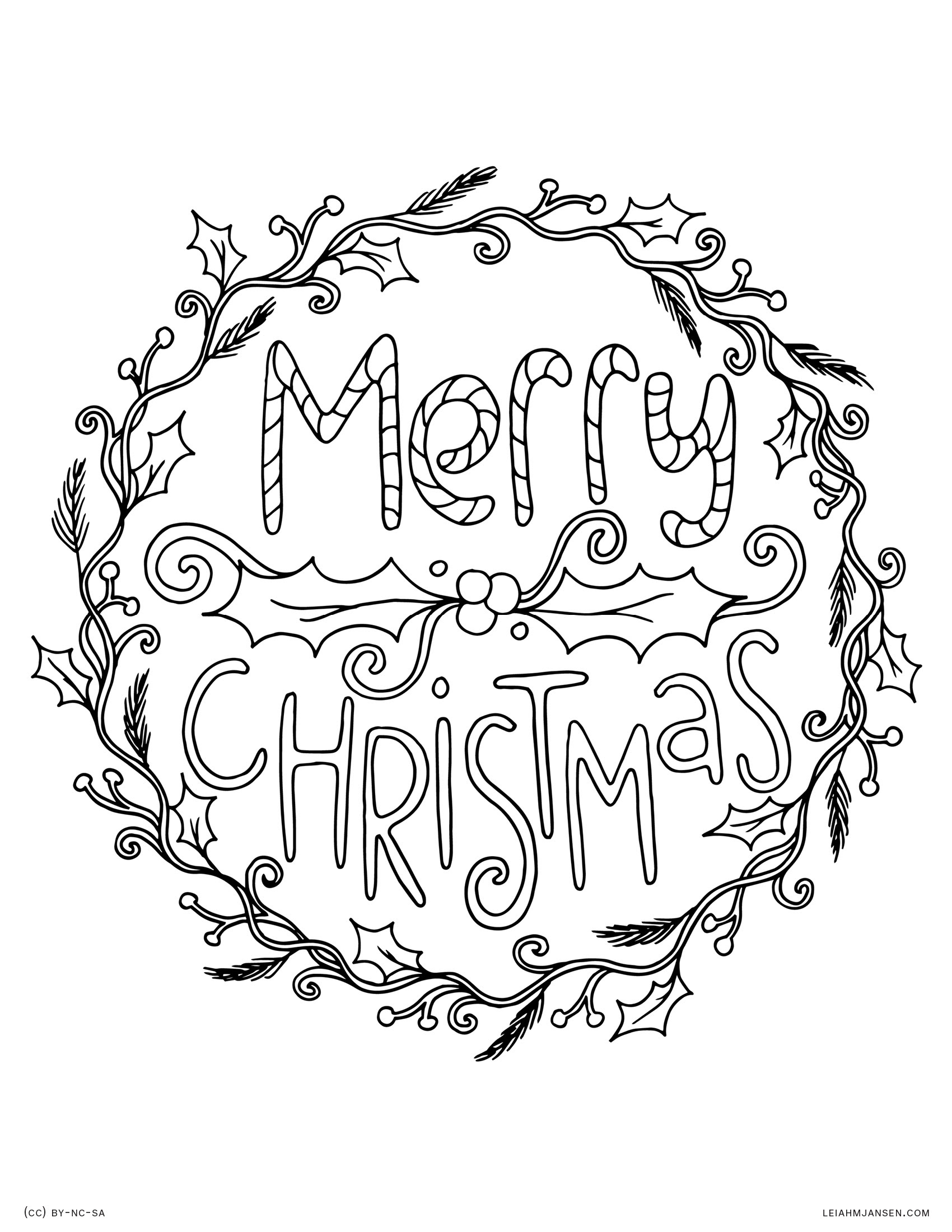 LMJ coloring page merry christmas wreath