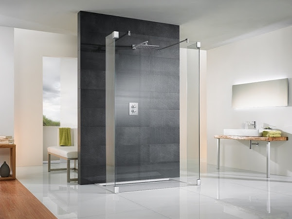 minimalist bathroom design modern shower cabin glass walls decorative ...