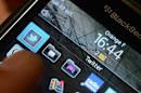 The screen of a Blackberry phone seen in Rennes, western France, on October 22, 2012