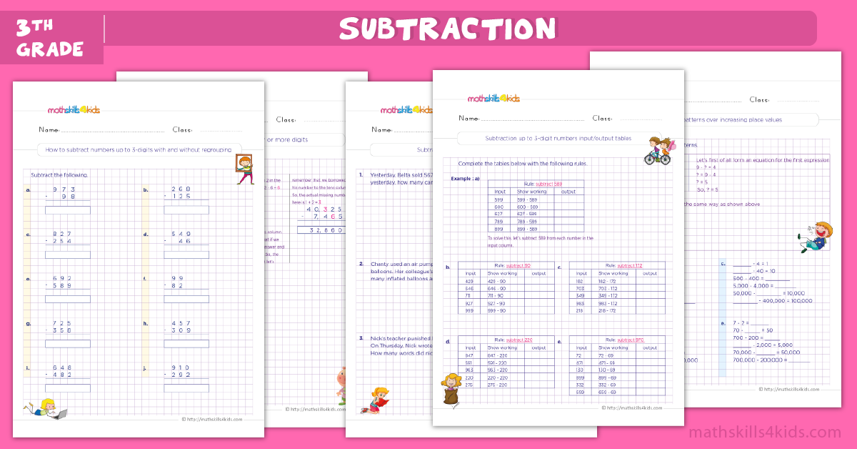 Subtraction Worksheets for Grade 3 Pdf - Mental Math ...