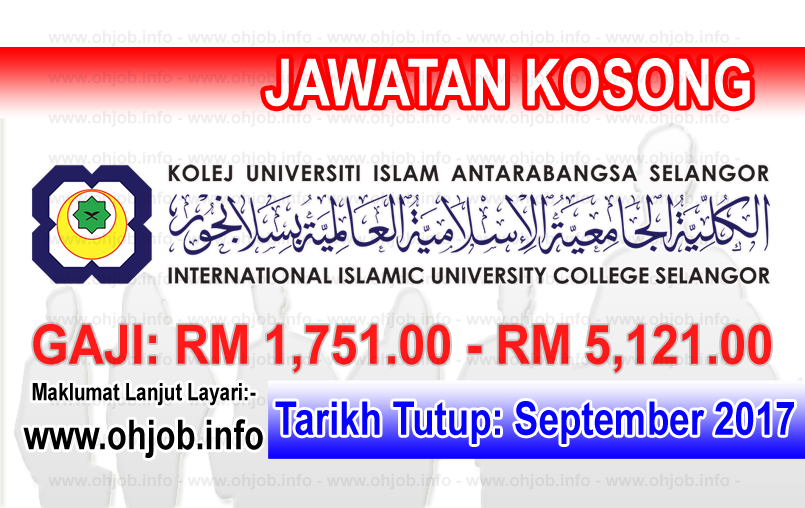 Jawatan Kerja Kosong Kolej Universiti Islam Antarabangsa Selangor - KUIS logo www.ohjob.info september 2017