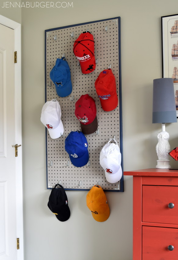 Pegboard Baseball Cap Organizer - Jenna Burger Design LLC