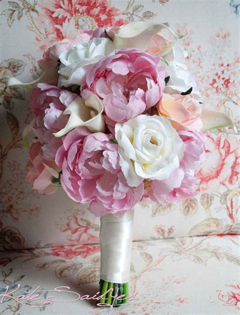 peony bouquet pink peony pink  ivory rose  ivory