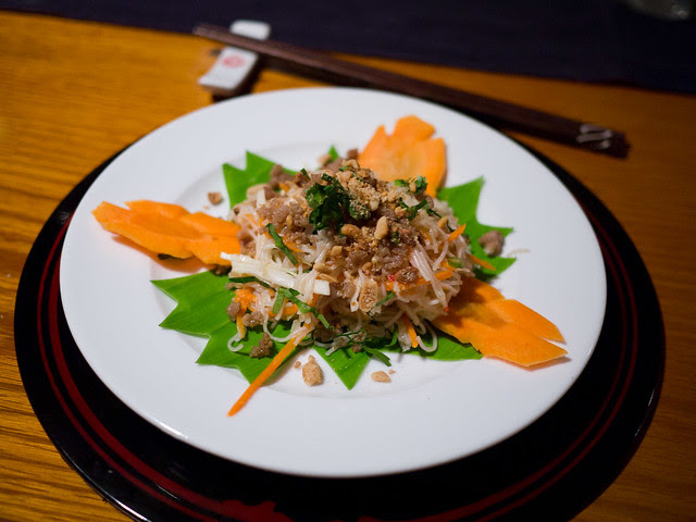 Asian style glass noodle salad with ground pork