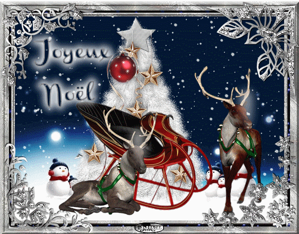 belle image animée joyeux noël père noël et lutins