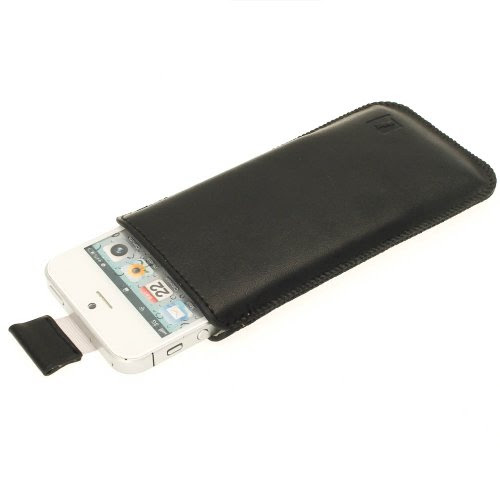 iGadgitz Black Leather Pouch Case Cover for New Apple iPhone 5 5S 5C Cell Phone 4G LTE