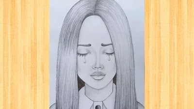 A Drawing Of A Girl Crying