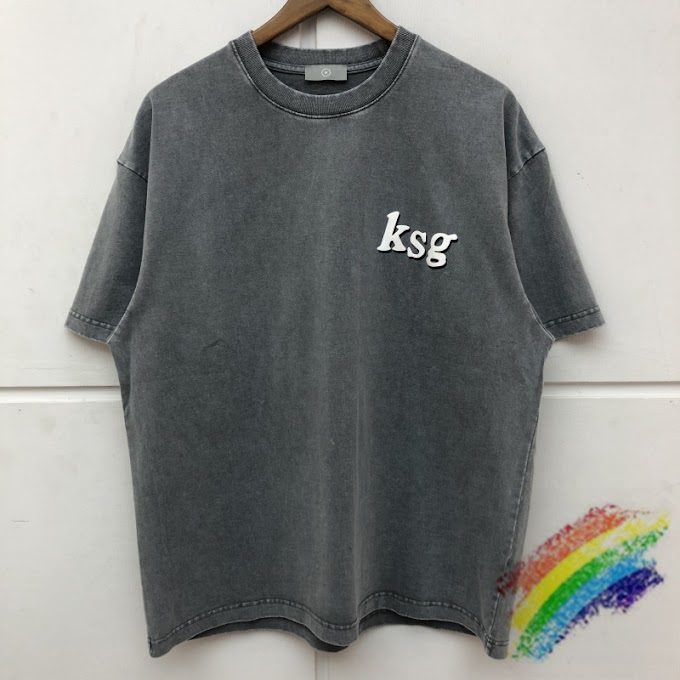 2020fw KANYE WEST KSG T shirt Men Women Best Quality Washed Old Top
Tees 3D Foam Print T-shirts