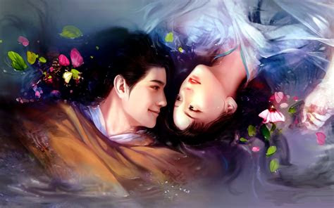 dreamy couple drawing art hd wallpapers rocks