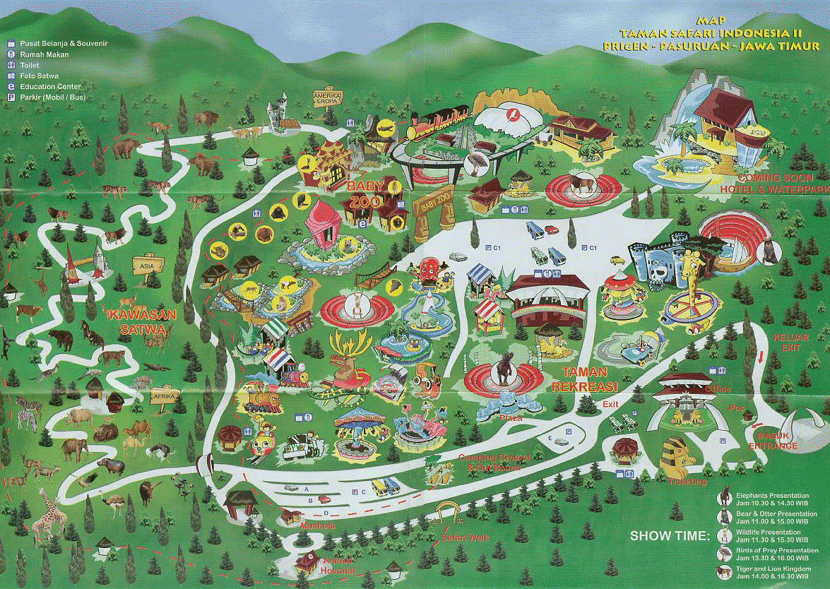 Map of Taman Safari II - Prigen - Pasuruan - East Java