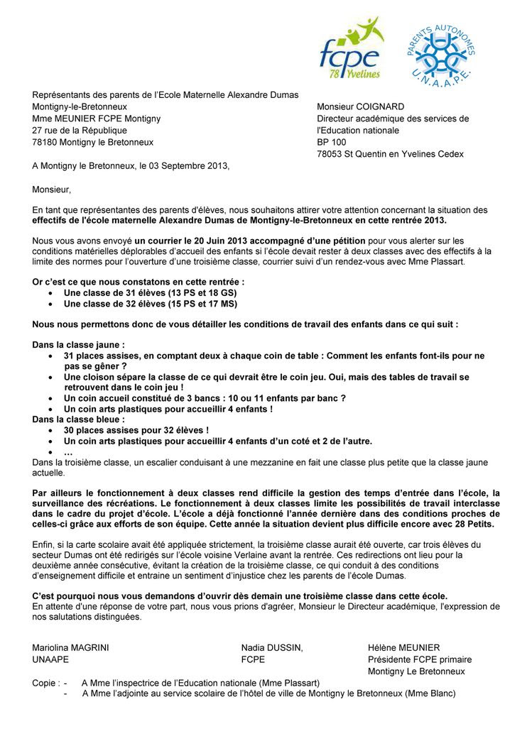 Exemple lettre derogation ecole maternelle