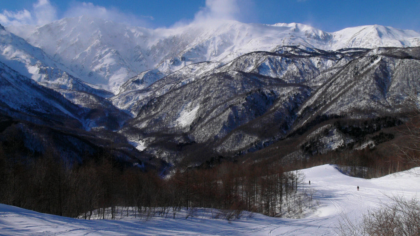 ゲレンデと雪山 癒しの風景 壁紙写真館