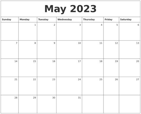 free calendar template may 2023 printable templates free