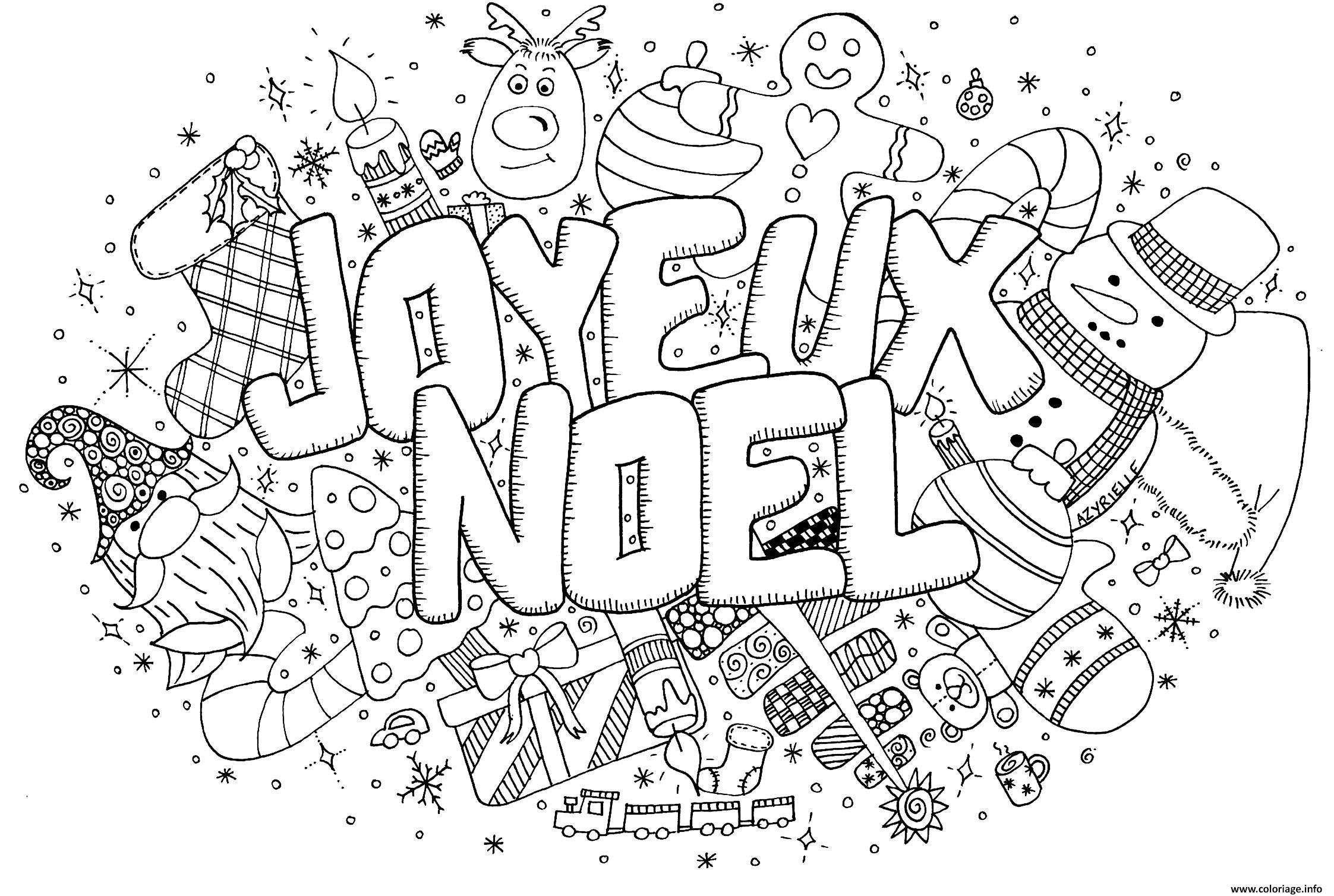 Coloriage adulte doodle noel par azyrielle