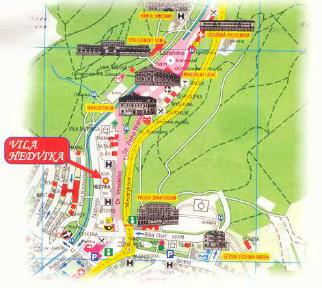 mapa luhačovic Ubytování v Luhačovicích   Penzion Hedvika mapa luhačovic