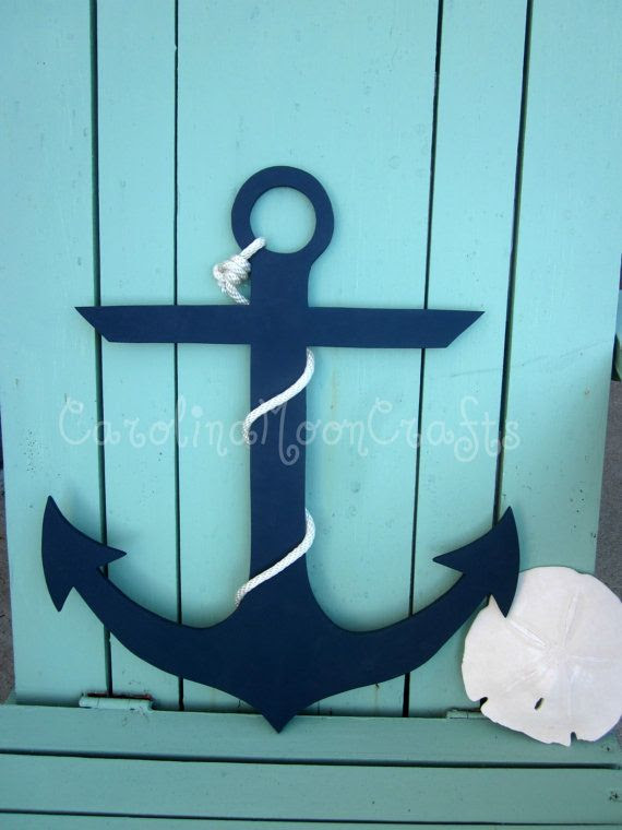 Wooden Anchor, Beach Wreath, Beach Decor, Nautical Decor, Nautical Nu…