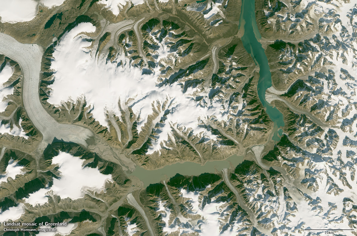 Landsat mosaic of Greenland - Imagico.de Geovisualizations