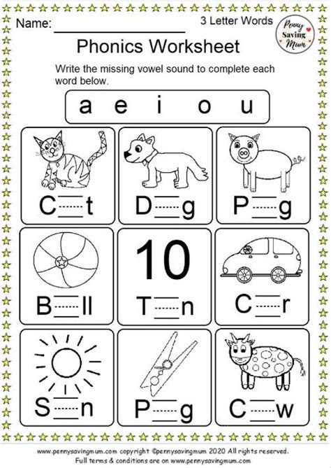  phonics worksheet 3 letter words page 1 free printable math worksheets
