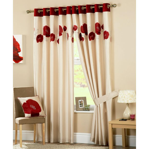 Buy Danielle Lined Eyelet Curtains 229x274cm - Red at ...