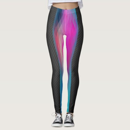 2-tone Geometric Design Leggings Black Multicolor