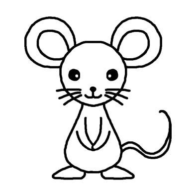 子 ねずみ のイラスト12 白黒 08年子年 平成年 かわいい年賀状イラスト カット 1ポイント干支素材