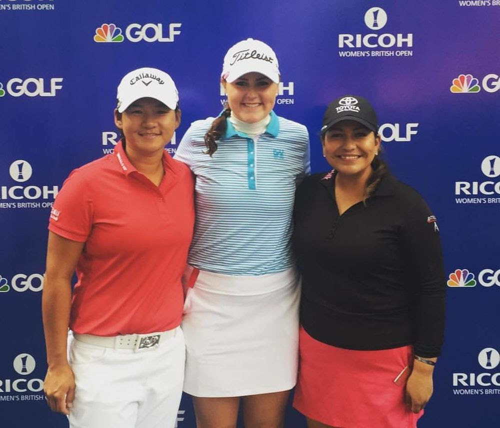 Olivia Mehaffey with Yani Tseng and Lisette Salas. Picture; Olivia Mehaffey