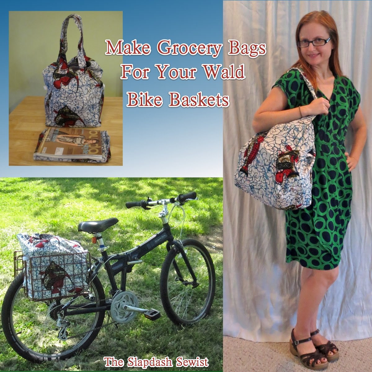 The Slapdash Sewist How To Make Basket Liner Grocery Bags For Your Wald Bike Baskets