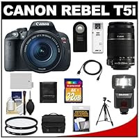 Canon EOS Rebel T5i Digital SLR Camera & EF-S 18-135mm IS STM Lens with EF-S 55-250mm IS Lens + 32GB Card + Battery + Case + Flash + Filters + Tripod Kit