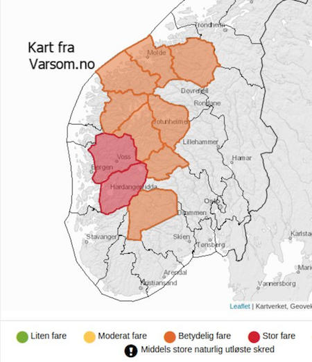 Weather hazard map in colour