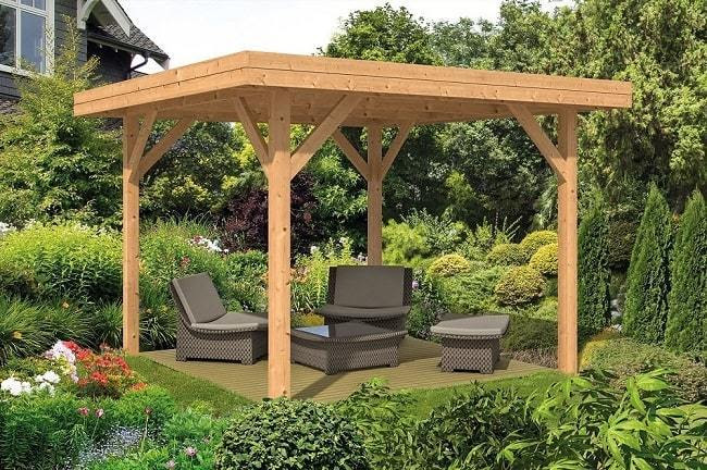 Kreta Modern Larch Gazebo | 3.65m x 3.65m Wooden Garden ...