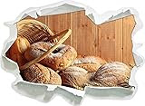 Brot Brötchen Frühstück Bäcker , Papier 3D-Wandsticker Format: 62x45 cm Wanddekoration 3D-Wandaufkleber Wandtattoo