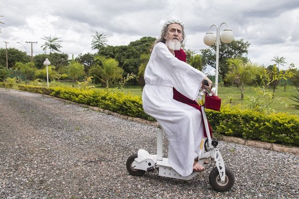 Modern Jesus: When not giving sermons, Inri likes to get around on his motor scooter