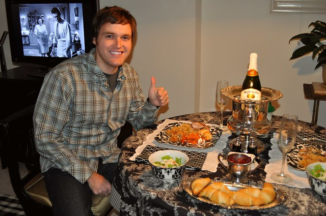 Brandon with our Thanksgiving Meal