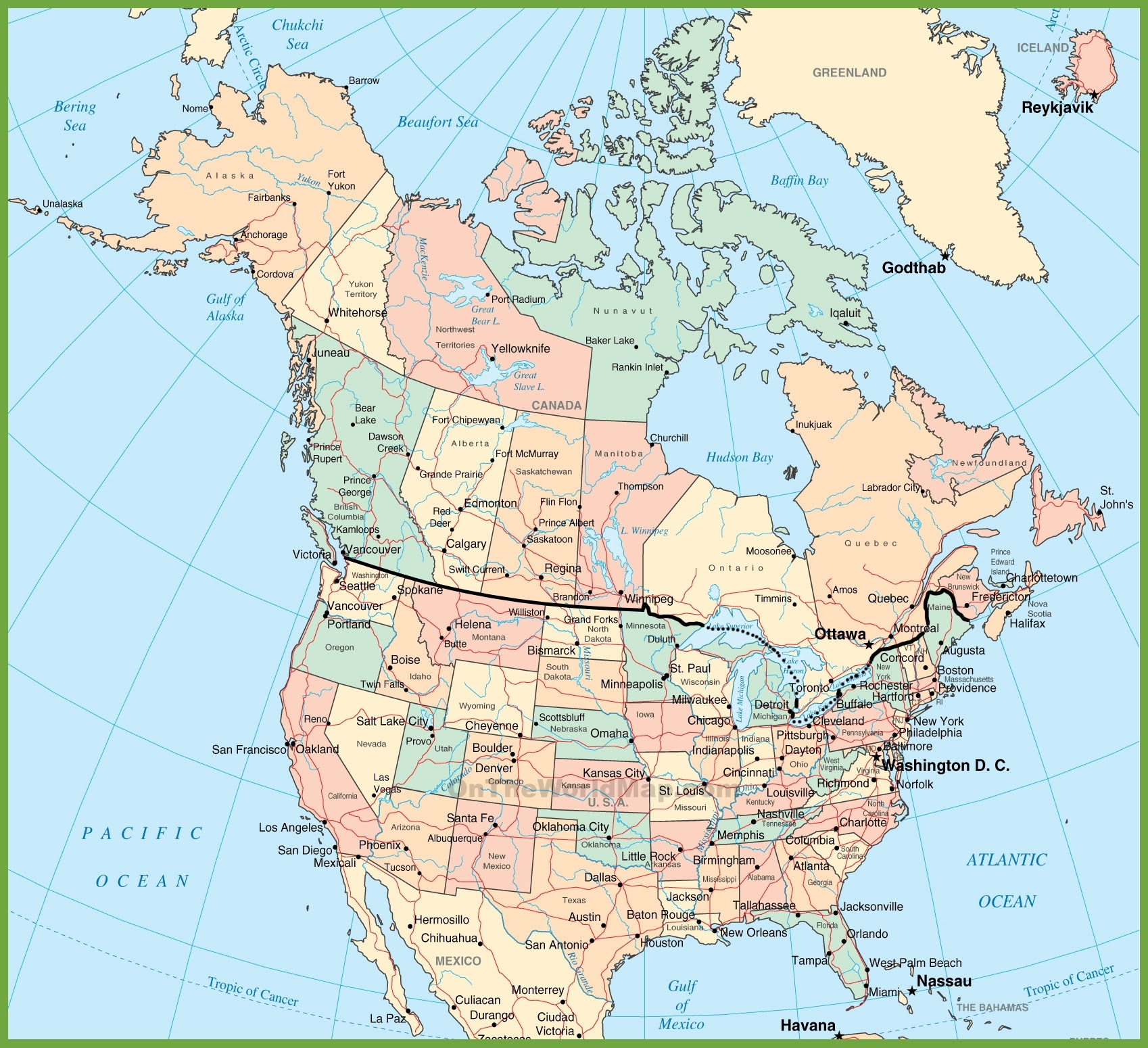map of usa and canada with states Usa And Canada Map map of usa and canada with states