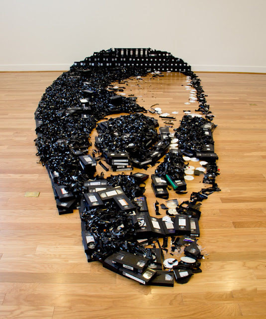 VHS Tapes Skull Optical Illusion
