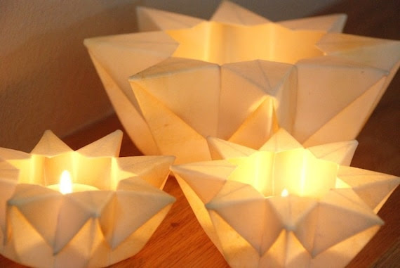 Three Lunar White Waldorf Star Lanterns